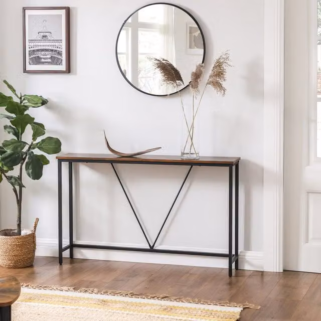 VASAGLE Rustic Brown Slim Console Table for Hallway and Living Room