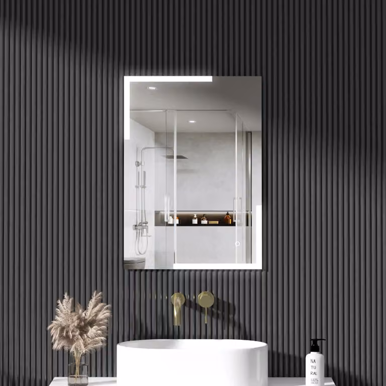 Royal Bathrooms Orion LED Illuminated Frameless Rectangular Bathroom Mirror in White, W 50 cm x H 70 cm, with Demister Pad and Touch Sensor