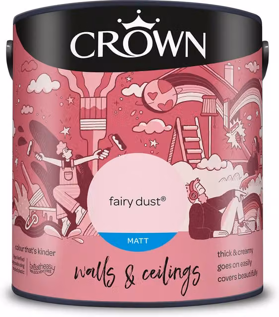 Crown Matt Breatheasy Emulsion Paint in Pink