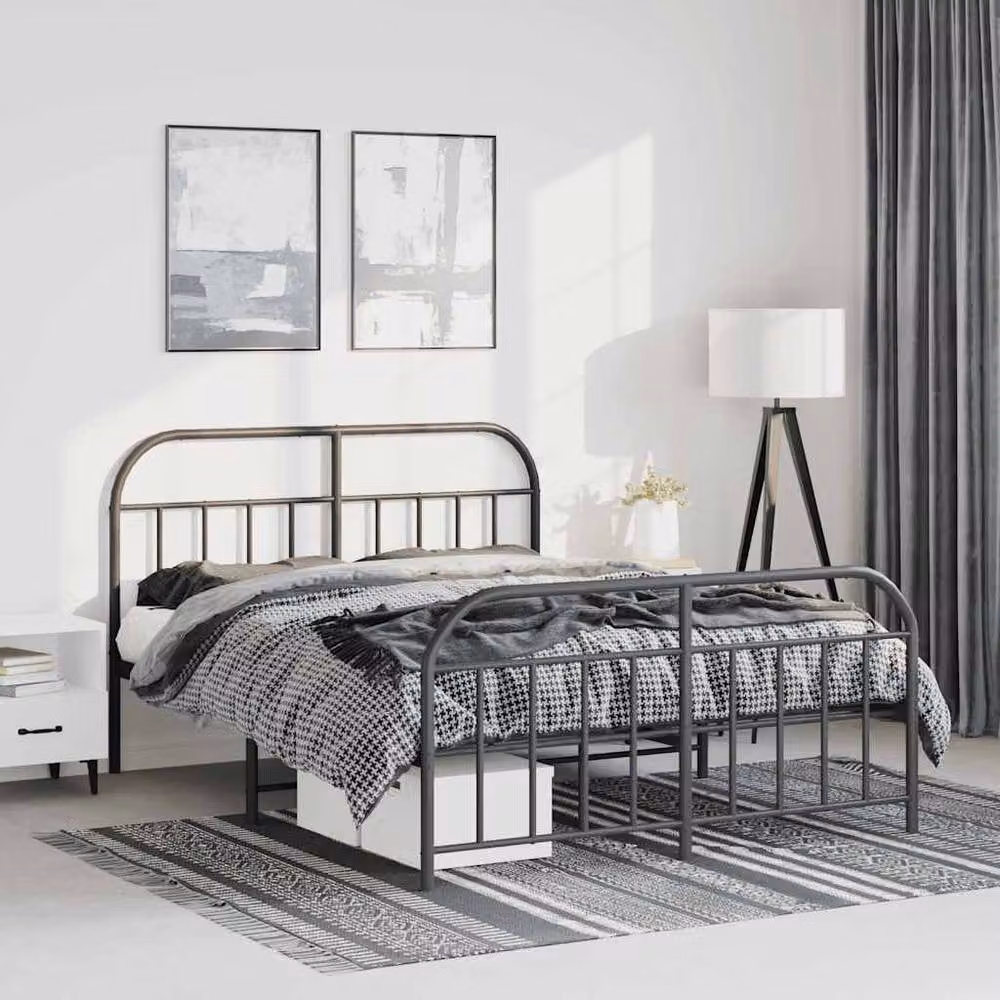 Berkfield Home Metal Bed Frame with Headboard and Footboard in Black, W/D/H: 180 x 200 cm – 2