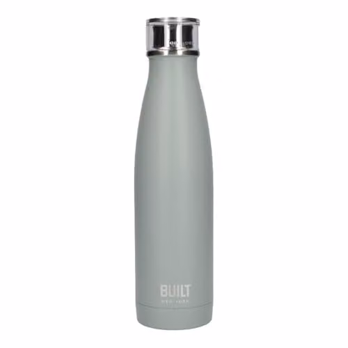 BUILT New York Perfect Seal Vacuum Insulated Stainless Steel Water Bottle, Storm Grey, 480 ml