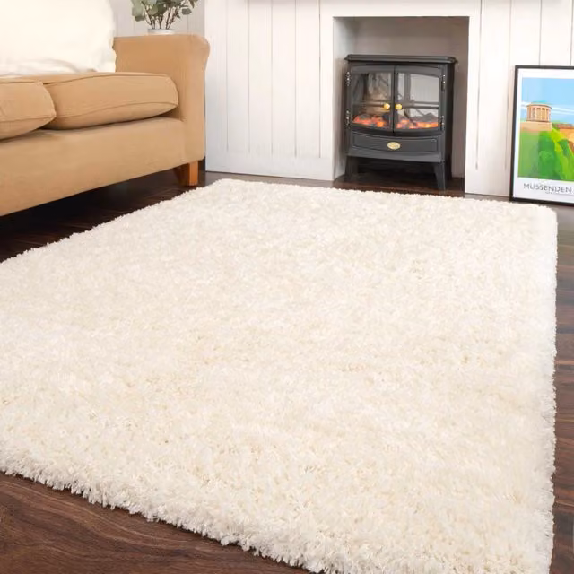 Kukoon Cream Super Soft Shaggy Rectangular Rug, W: 60 cm x L: 110 cm