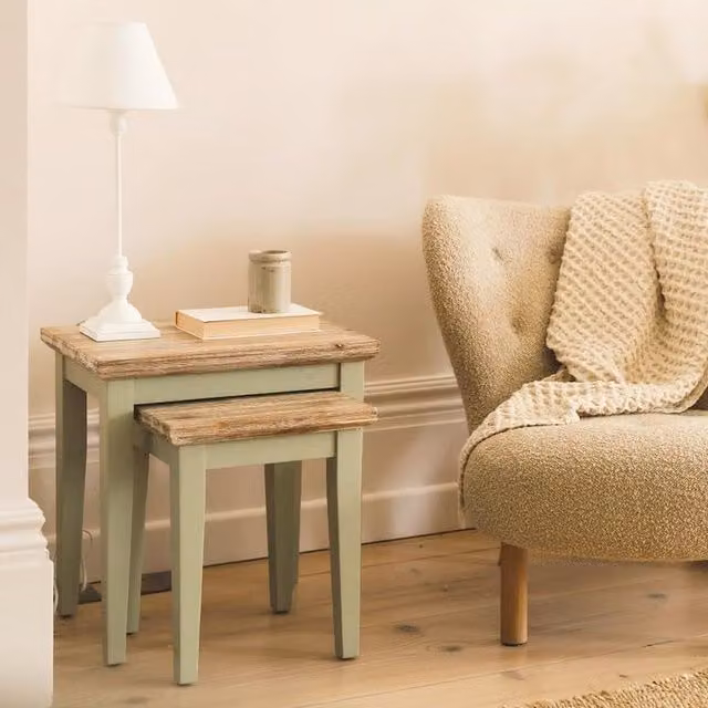 Florence Nest of Tables in Sage Green Wood