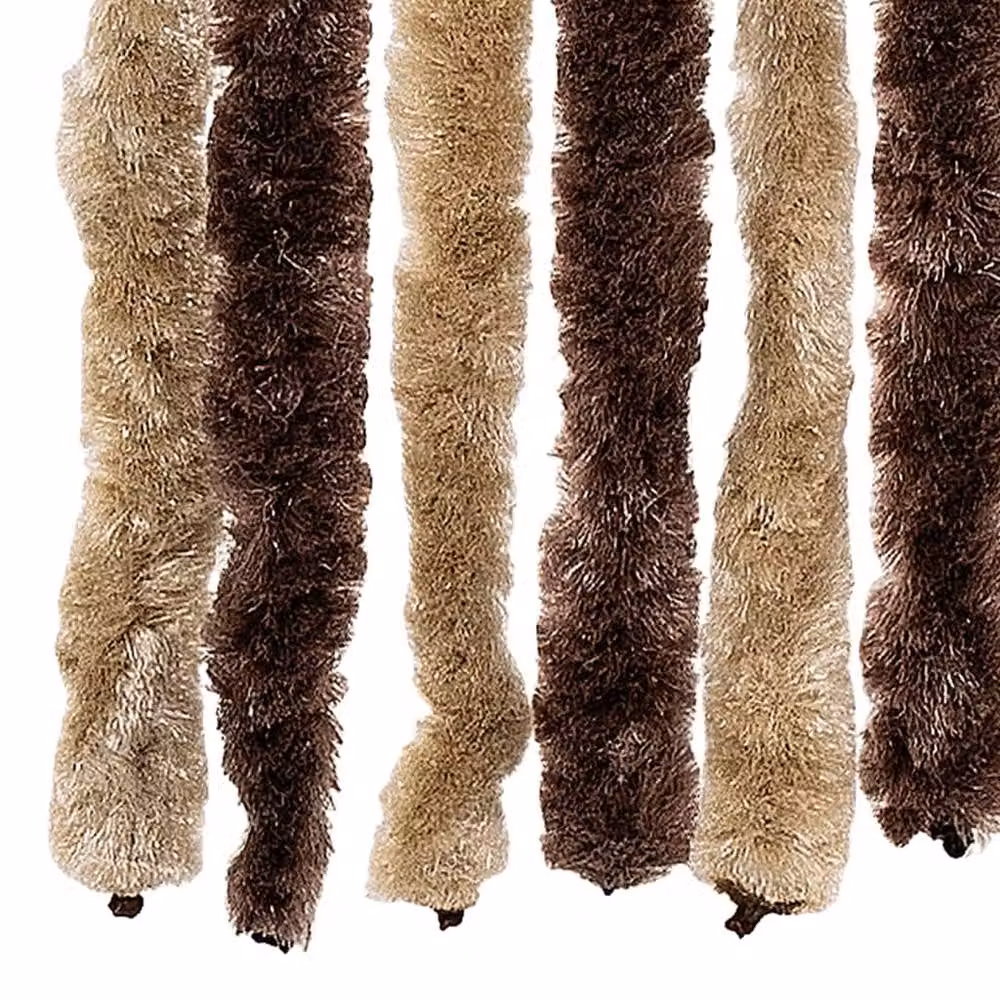 Berkfield Home Chenille Fly Curtain in Beige and Brown, W: 100 cm, H: 200 cm – 6