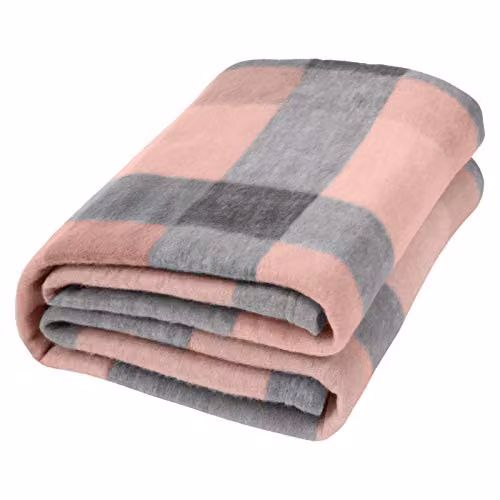 Dreamscene Pink and Grey Checked Fleece Throw Blanket, W/D/H: 120 x 150 cm – 1