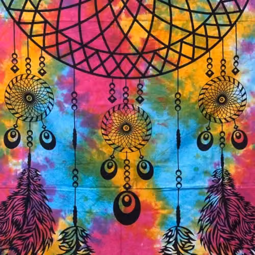 KDMD Dreamcatcher Single Cotton Bedspread and Wall Hanging Set in Multicolour – 2