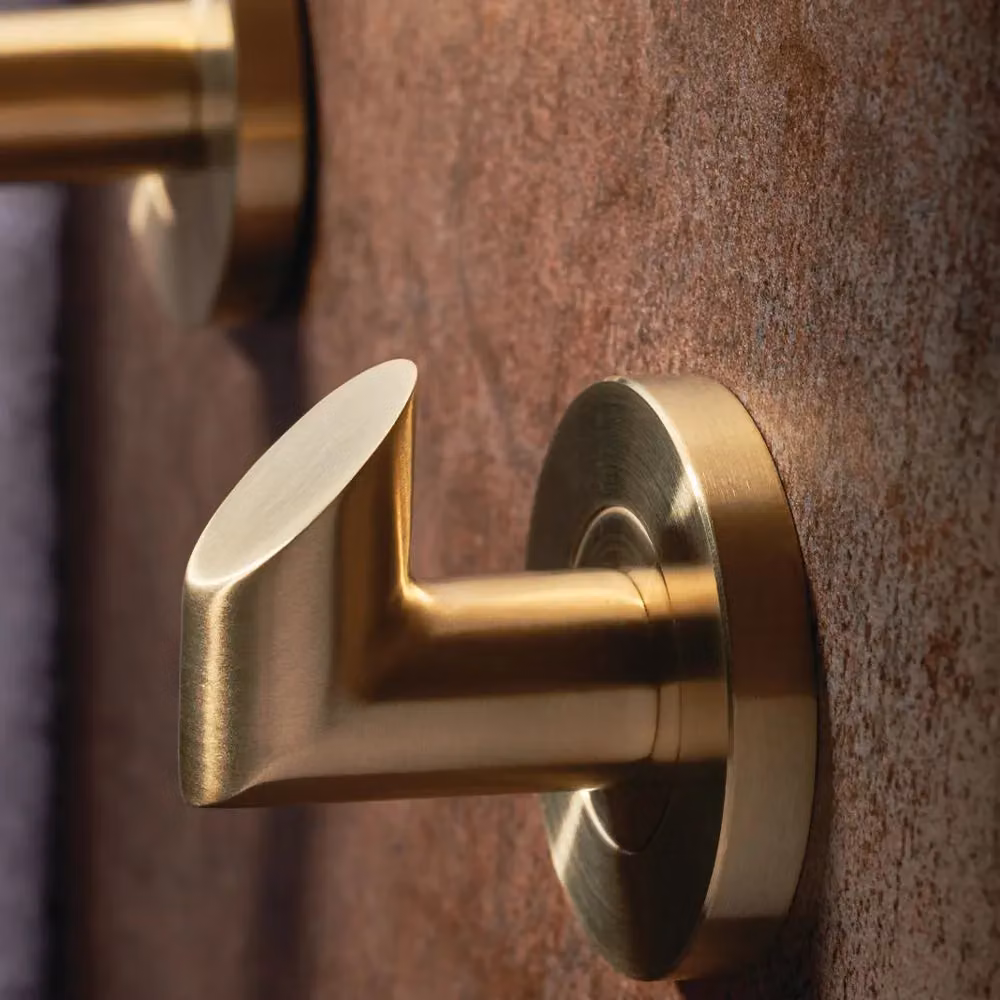 Loops Single Bathroom Robe Hook on Concealed Fix Rose in Satin PVD Gold – 2