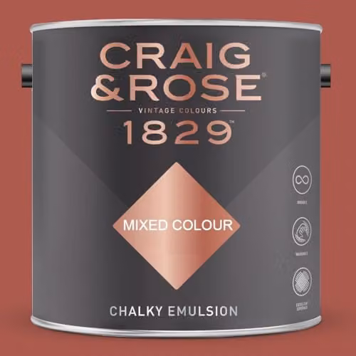 Craig & Rose 1829 Chalky Emulsion Paint in Red Barn, Matt Finish, 2.5 l