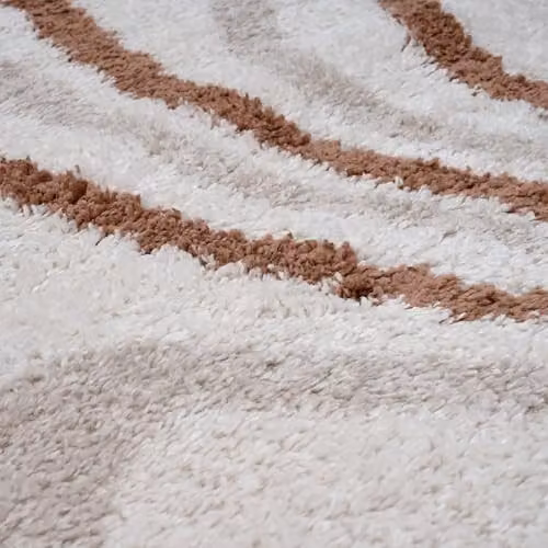 THE RUGS Soft Shaggy Area Rug with Modern Abstract Wave Design in Beige and Orange, W: 80 cm, D: 300 cm – 3