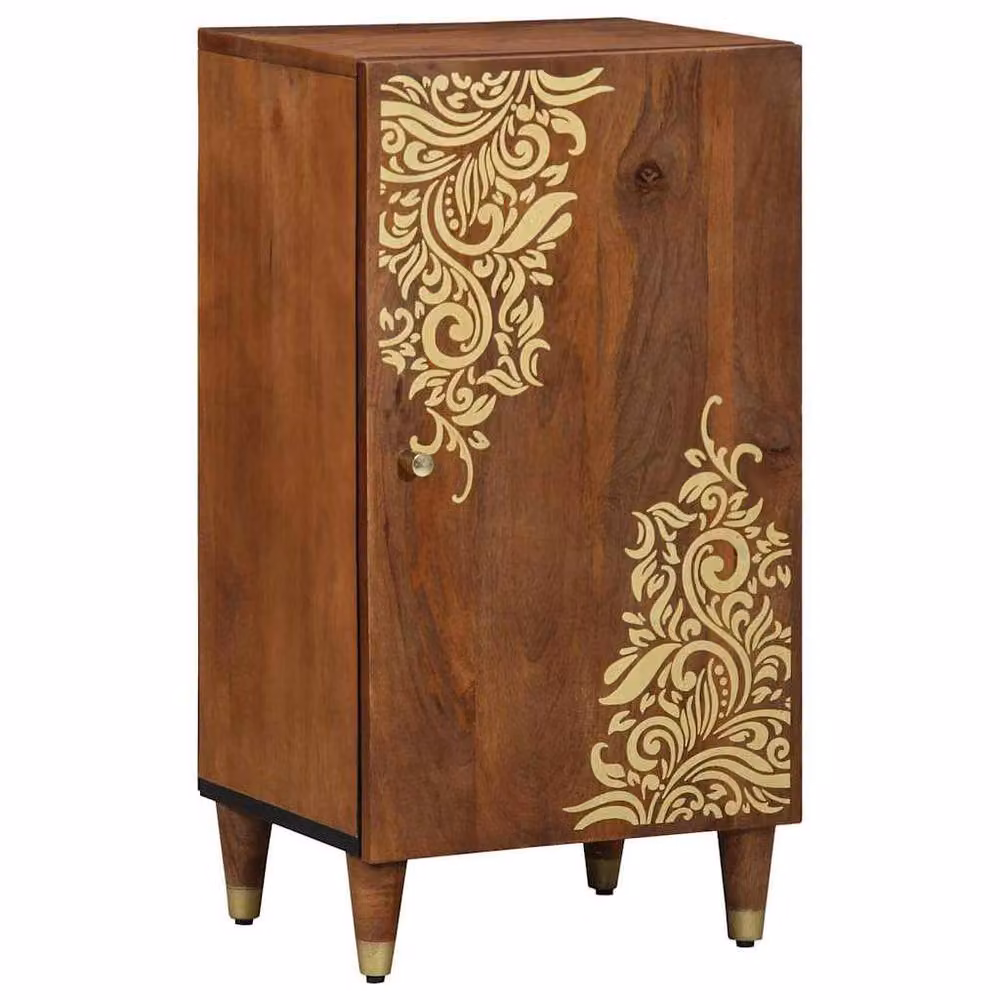 Berkfield Home Solid Mango Wood Sideboard in Brown and Gold, W/D/H: 40 x 33 x 75 cm – 2
