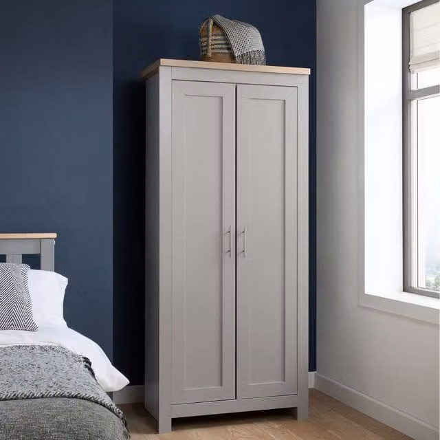 Birlea Highgate 2 Door Wardrobe in Grey and Oak