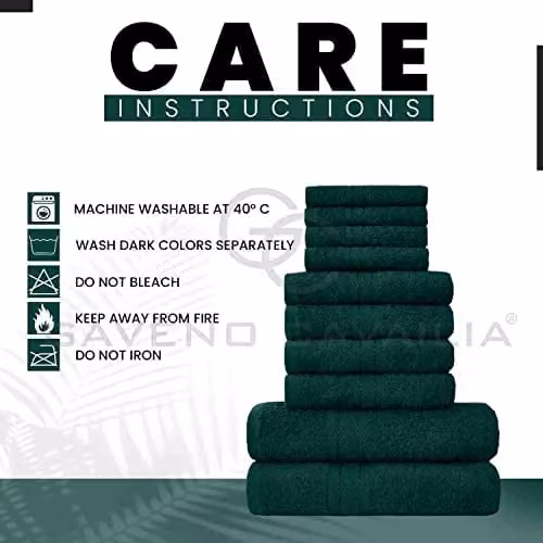 GAVENO CAVAILIA 10 Piece Soft 100% Cotton Towel Bale Set in Green – 5
