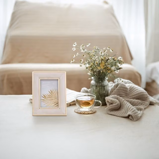 The Port. Co Gallery Modern Rectangular Gold Velvet Tabletop Frame, W: 15.24 cm x H: 10.16 cm