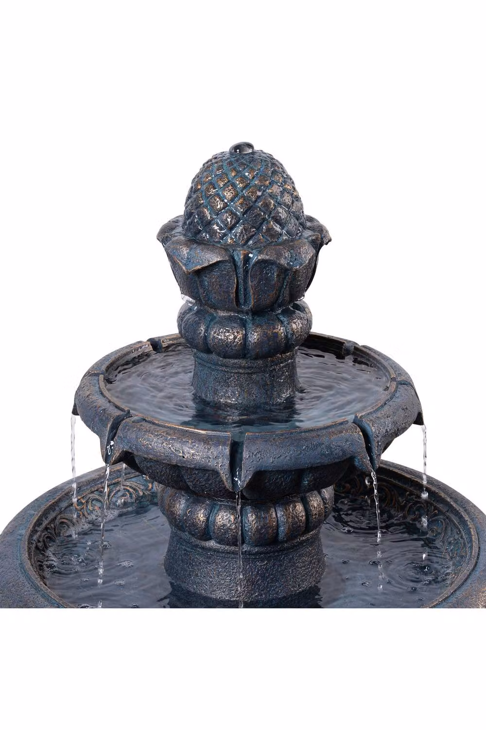 Teamson Home Two-Tier Cascade Birdbath Outdoor Garden Water Fountain in Antique Bronze, Height: 99 cm – 4