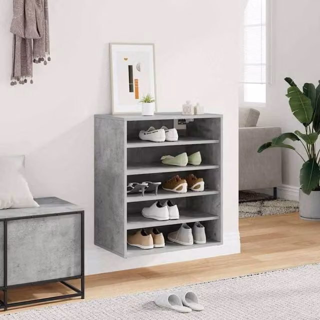 Berkfield Home Grey MDF Shoe Cabinet W/D/H: 60 x 35 x 70 cm