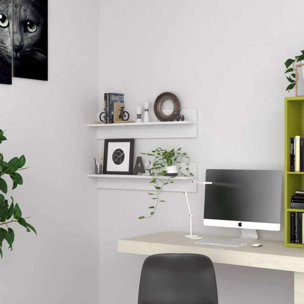Berkfield Home Wall Mounted Shelf Set of 2, White, W: 80 cm, D: 11.5 cm, H: 18 cm – 2