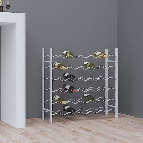 vidaXL White Metal Wine Rack and Whisky Shelf for 36 Bottles – 2