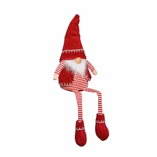 Samuel Alexander Red and White Striped Sitting Christmas Gonk Decoration with Dangly Legs, Height: 50 cm