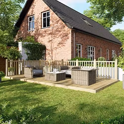 Powersheds Premium Wooden Decking Kit with Hand Rails in Brown