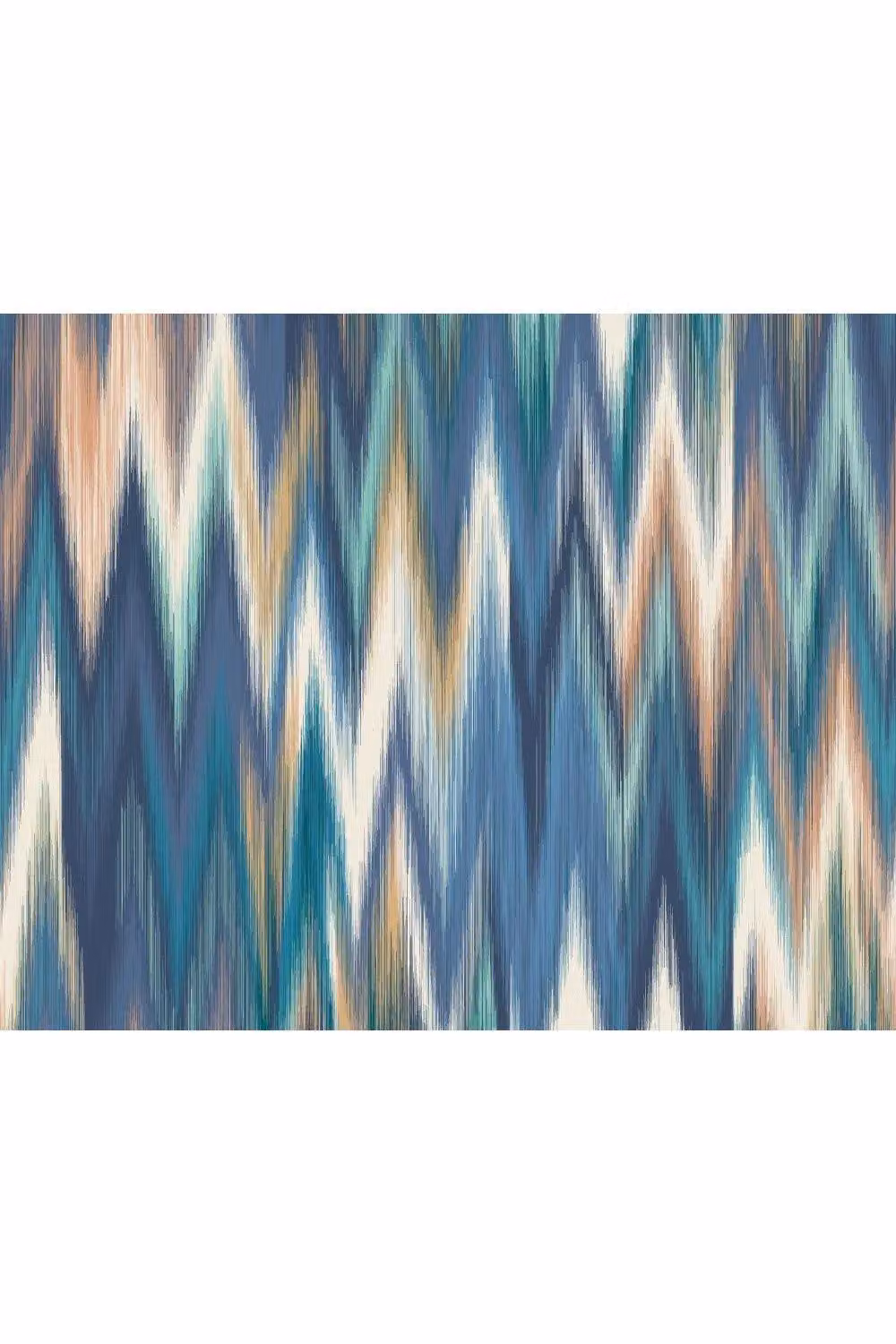 Origin Murals Ikat Zig Zag Geometric Ethnic Wall Mural in Blue and Multicolour, W: 300 cm, H: 240 cm – 2