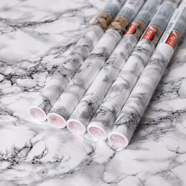 dc fix Marble White Self Adhesive Vinyl Wrap for Worktops and Furniture, White, W: 67.5 cm, L: 2 m (Pack of 5)