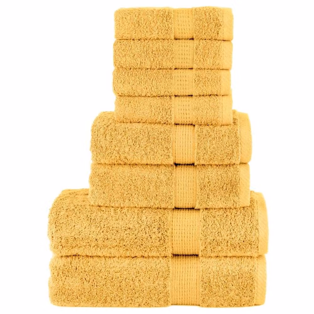 Berkfield Home SOLUND 8 Piece Premium Cotton Terry Towel Set in Gold, 600 gsm – 2