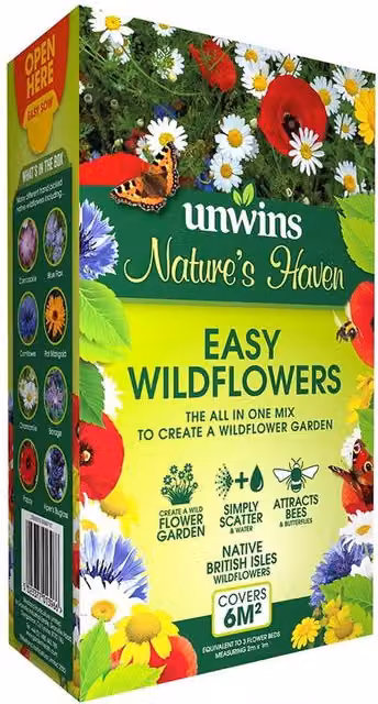 Unwins Natures Haven Easy Wildflower Mix Multicolour Flower Seeds, 1.2kg – 5