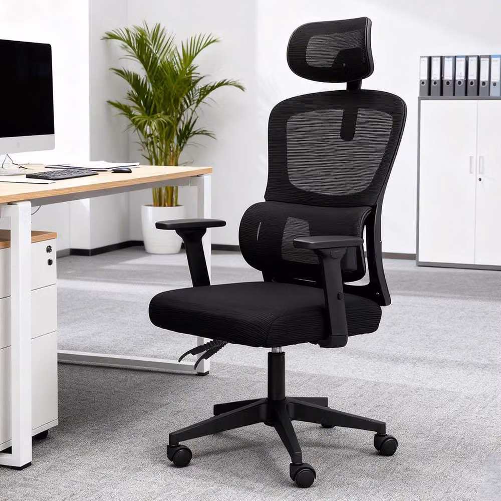 Levede Ergonomic Mesh Office Chair with Headrest and Armrests in Black – 10