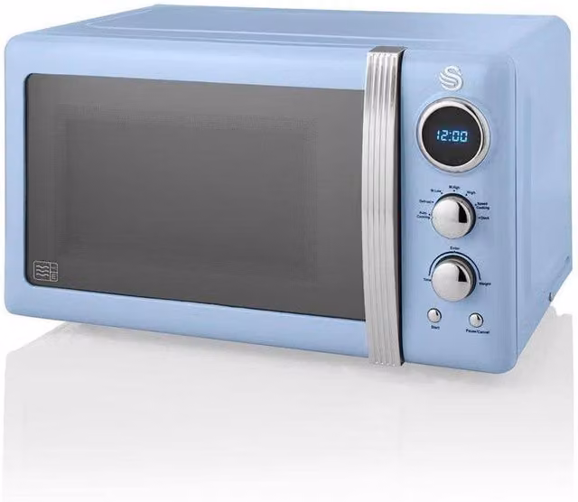 Swan 800W Solo Digital Countertop Microwave in Blue
