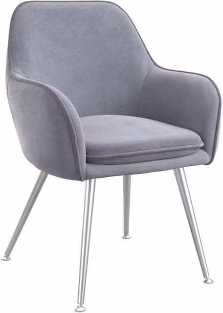 Lemon Pavilion Furniture Tara Indoor Dining Chair in Grey Velvet and Metal, 2 Pack