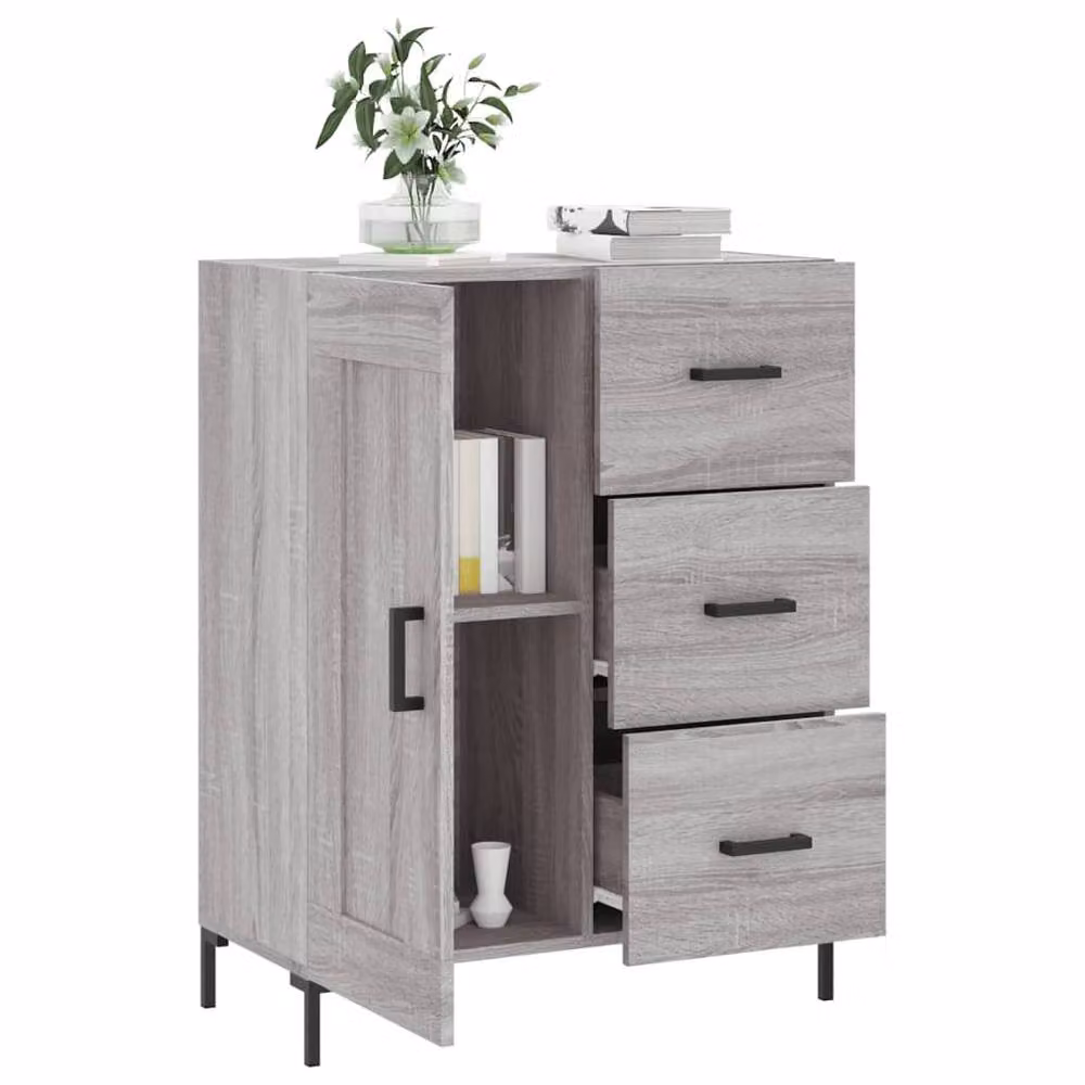 Berkfield Home Grey Sonoma Sideboard in Engineered Wood, W: 69.5 cm, D: 34 cm, H: 90 cm – 3