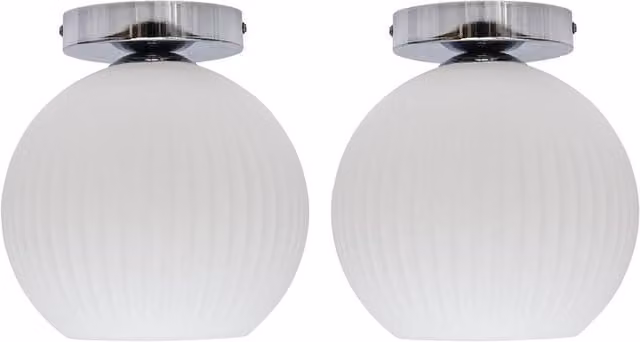First Choice Lighting Betchley Set of 2 White Glass Globe Chrome Ceiling Light Fittings – 1