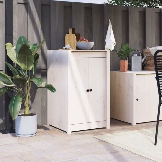 Berkfield Home White Solid Pine Outdoor Kitchen Doors W/D/H: 50 x 9 x 82 cm – 1