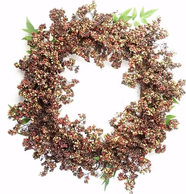 Dyzi Grand Black and Red Berry Hanging Floral Wreath, Diameter: 55 cm, Black