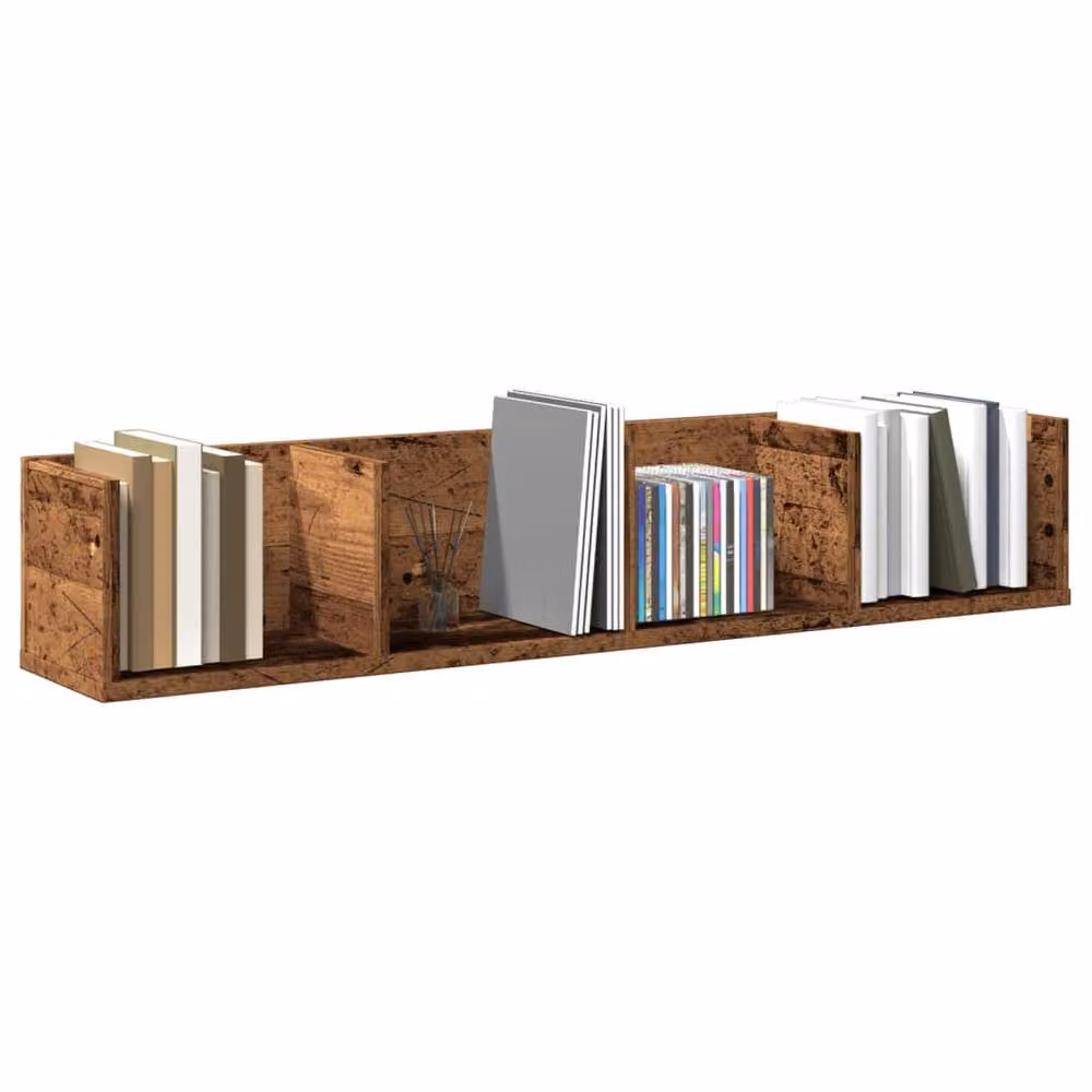 Berkfield Home CD Wall Shelf in Old Wood Brown, W/D/H: 100 x 18 x 18 cm – 2