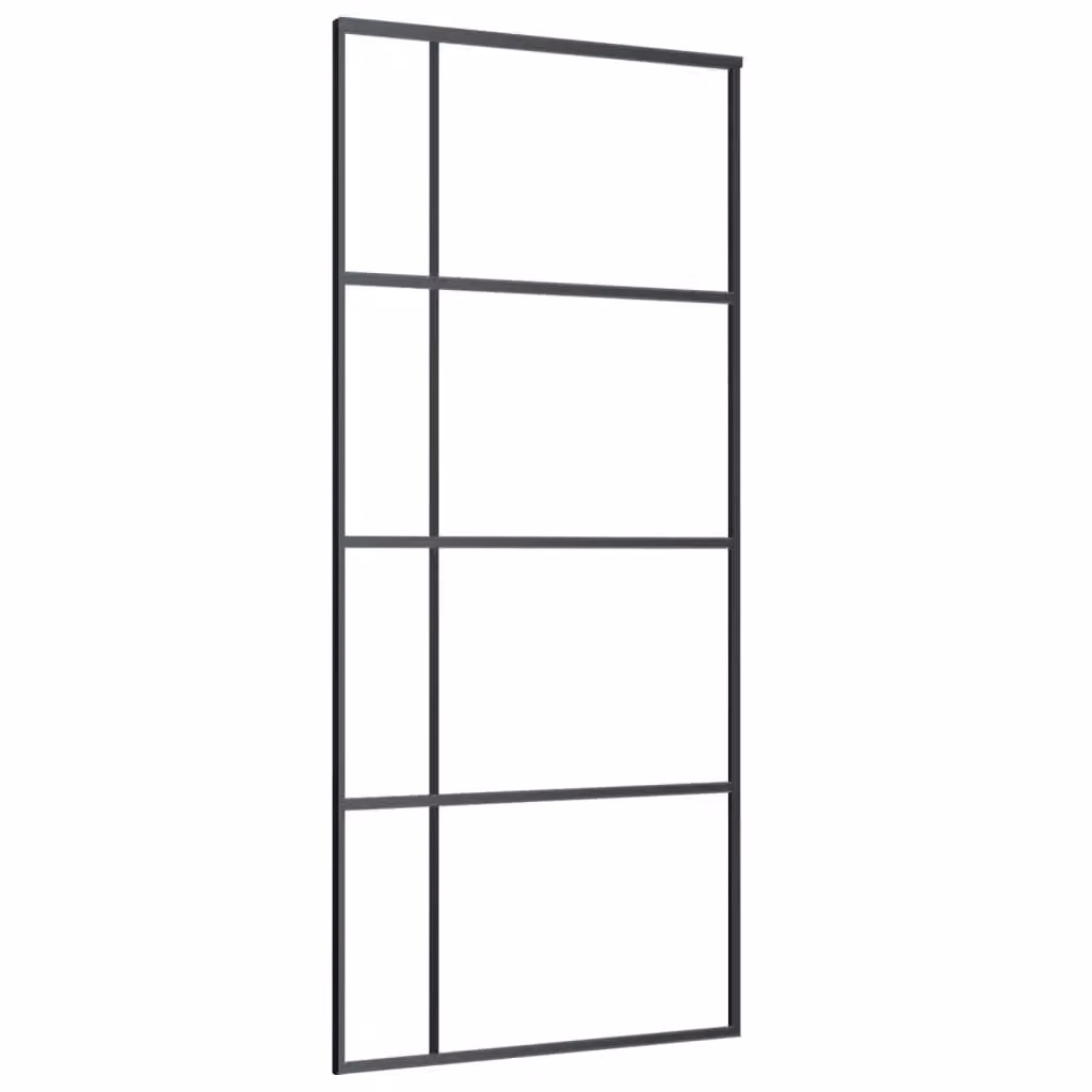 Berkfield Home Modern Sliding ESG Glass and Aluminium Door, Black, W: 90 cm, H: 205 cm – 2