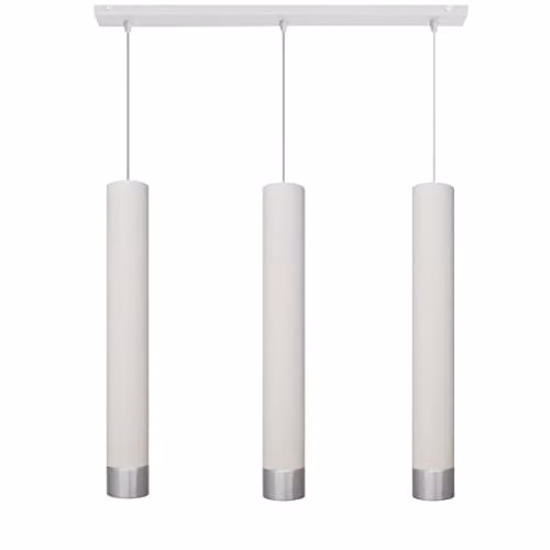 Netlighting Helam Tuba Straight Bar Pendant Ceiling Light in White and Chrome, 60 cm