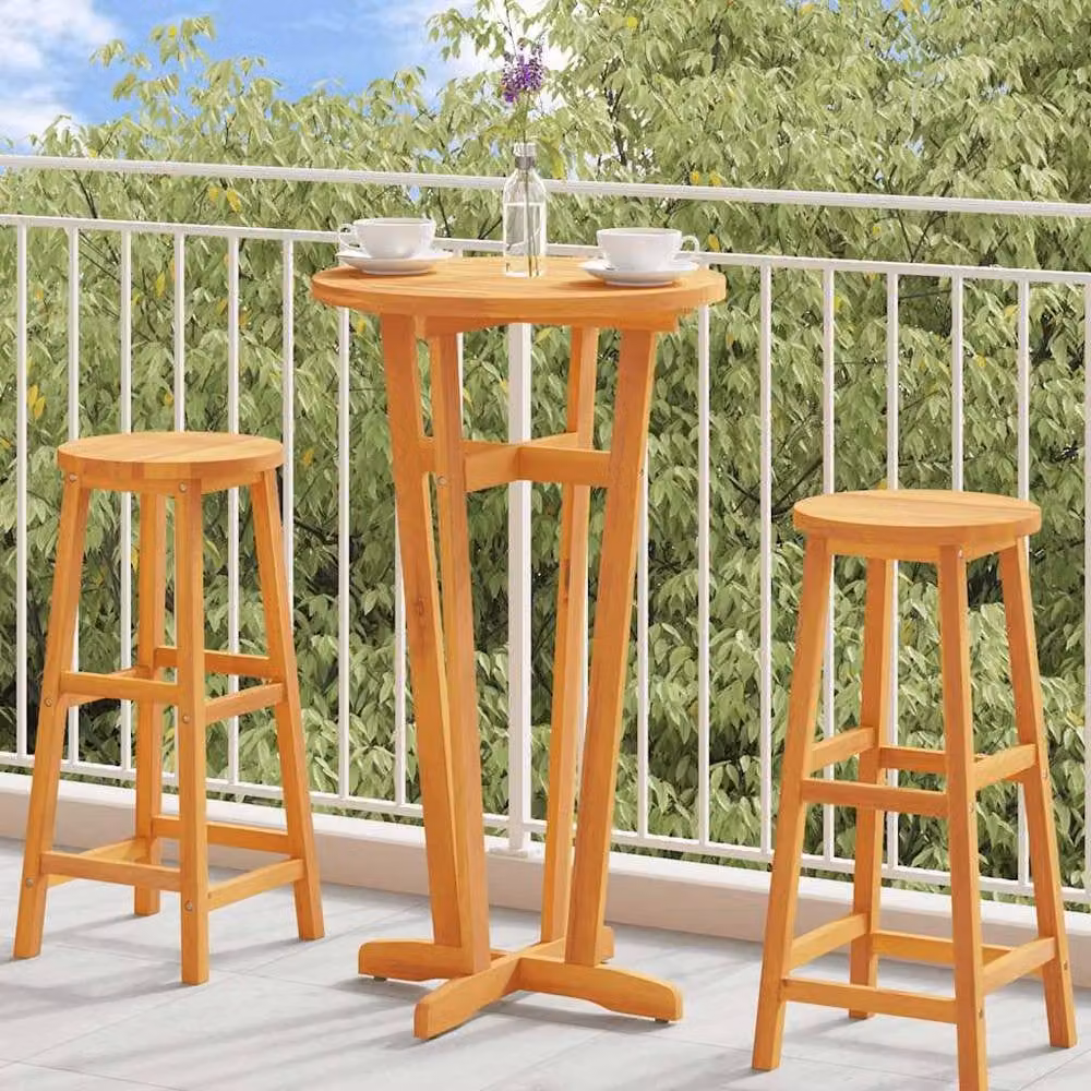 Berkfield Home Garden Bar Table in Brown Solid Acacia Wood, Diameter: 60 cm, Height: 105 cm – 2