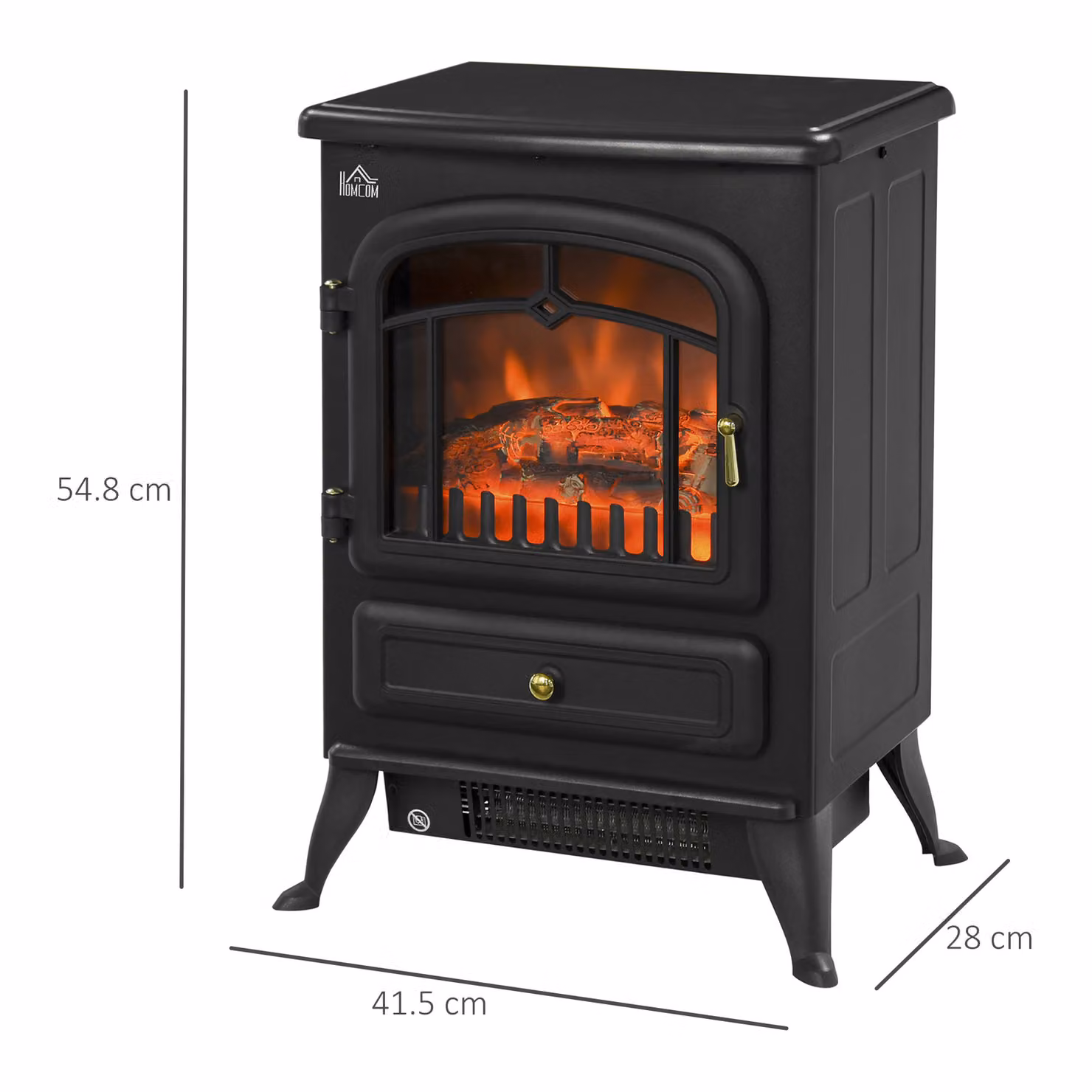 HOMCOM Electric Fireplace Heater with Log Burning Flame Effect in Black – 3