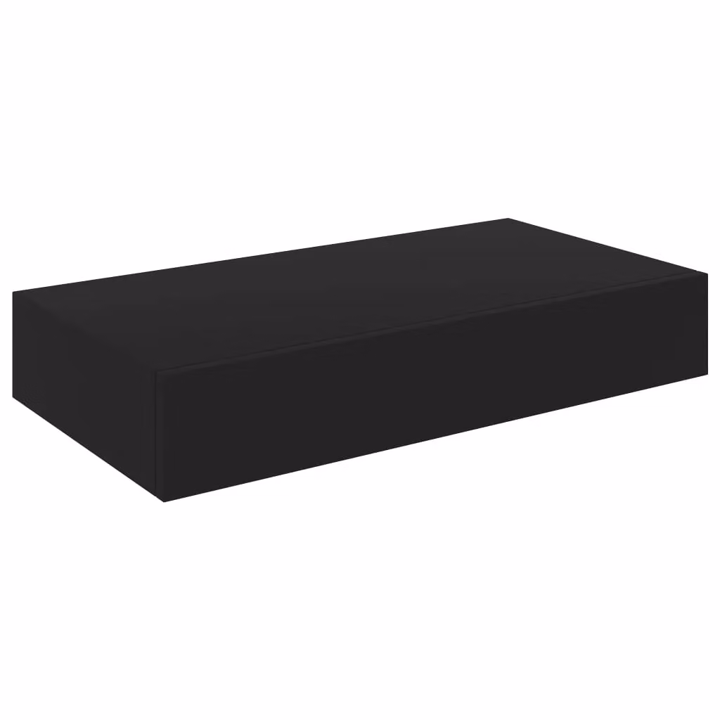 Berkfield Home Floating Wall Shelf with Drawer, Black, W/D/H: 48 x 25 x 8 cm – 1