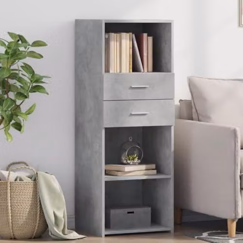 vidaXL Modern Highboard in Concrete Grey, MDF, W/D/H: 45 x 42.5 x 124 cm – 2