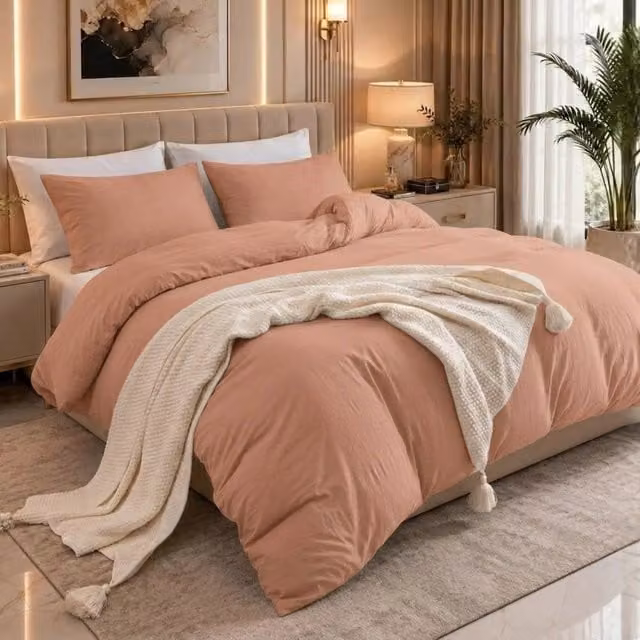 Pamposh Reversible Microfibre Duvet Cover and Pillowcase Set in Dusty Pink, King Size (180 x 200 cm) – 1