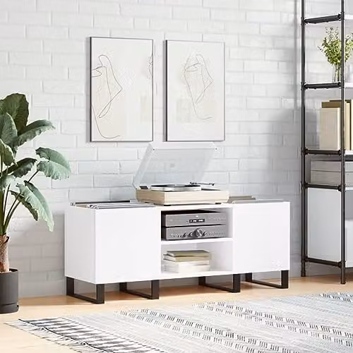 vidaXL Record Cabinet in White, W/D/H: 121 x 38 x 48 cm – 2