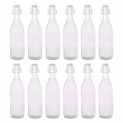 Argon Tableware 1.1 l Glass Swing Top Bottles, Pack of 12, Transparent – 1
