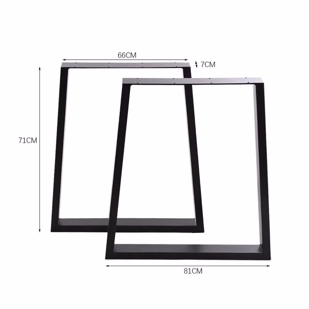 KORVIXA Black Metal Industrial Trapezoid Bench Legs W/D/H: 7 x 70 x 71 cm – 2
