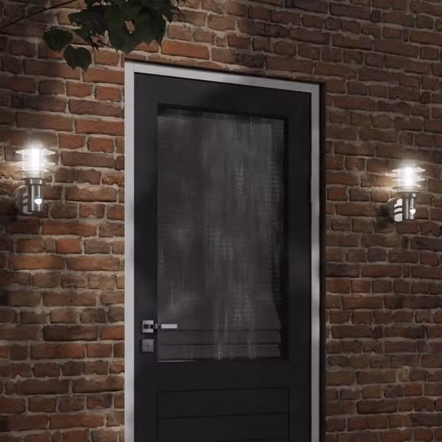 Berkfield Home Set of 2 Silver Stainless Steel Outdoor Wall Lights with Motion Sensor