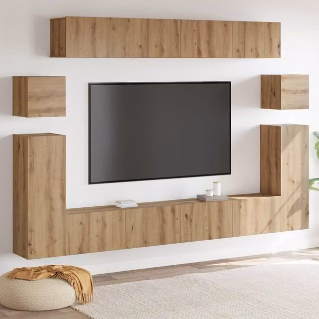 Berkfield Home Wall-mounted Modern TV Cabinet with Open Shelf in Artisan Oak Brown