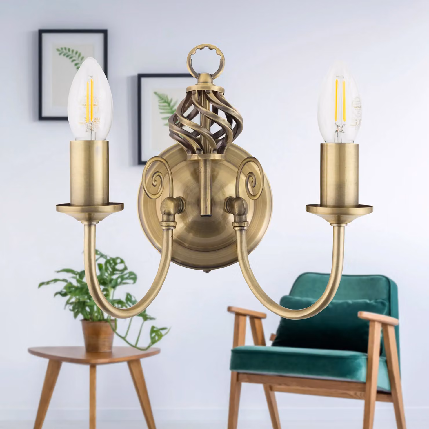 First Choice Lighting Barley Twist Antique Brass Wall Light in Bronze – 3