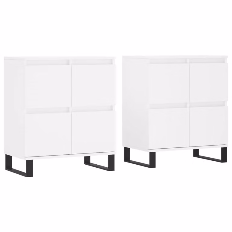 Berkfield Home Set of 2 Classic White Matt MDF Sideboards