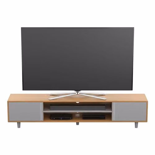 AVF Scandinavian Media Cabinet TV Stand in Light Wood and Grey, W: 200 cm, D: 41.8 cm, H: 41 cm